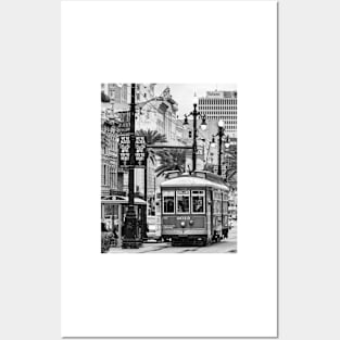 New Orleans Red Streetcar B+W Posters and Art